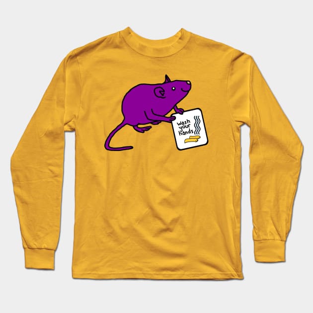 Cute Rat Says Wash Your Hands Long Sleeve T-Shirt by ellenhenryart